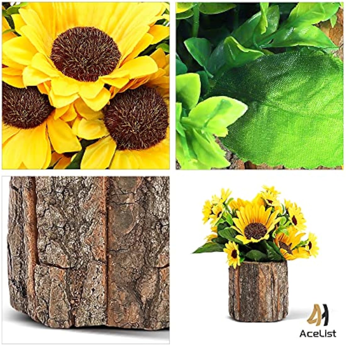 AceList Artificial Sunflowers, Fake Flowers/Fake Potted Plants Artificial Plants Indoors In Pots Yellow Decorative Artificial Flowers Indoors for Home Office