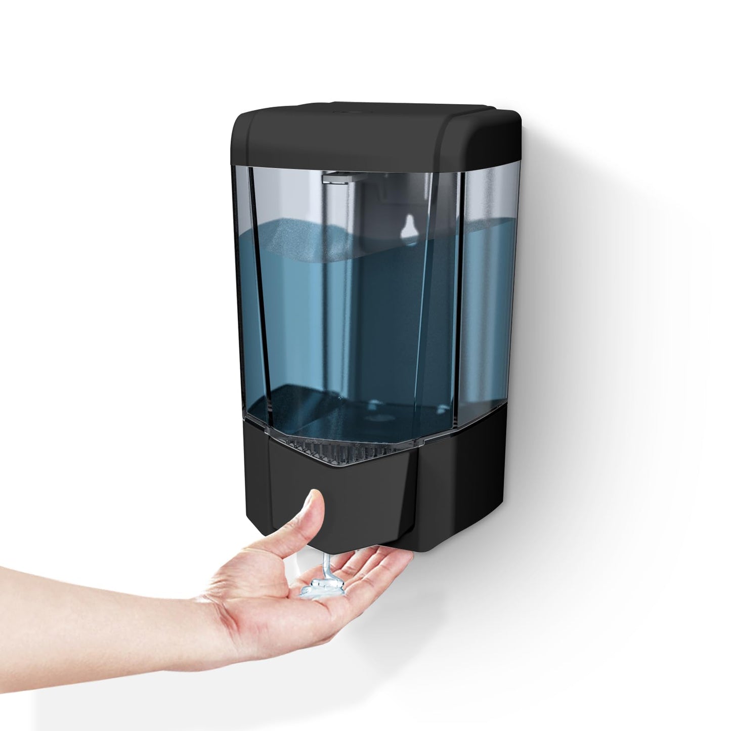 BEZADI 600ml Soap Dispenser Wall Mount, No Drill Manual Hand Sanitizer Dispenser Gel/Liquid Adhesive Hand Soap Dispenser for Home Mall Hospital