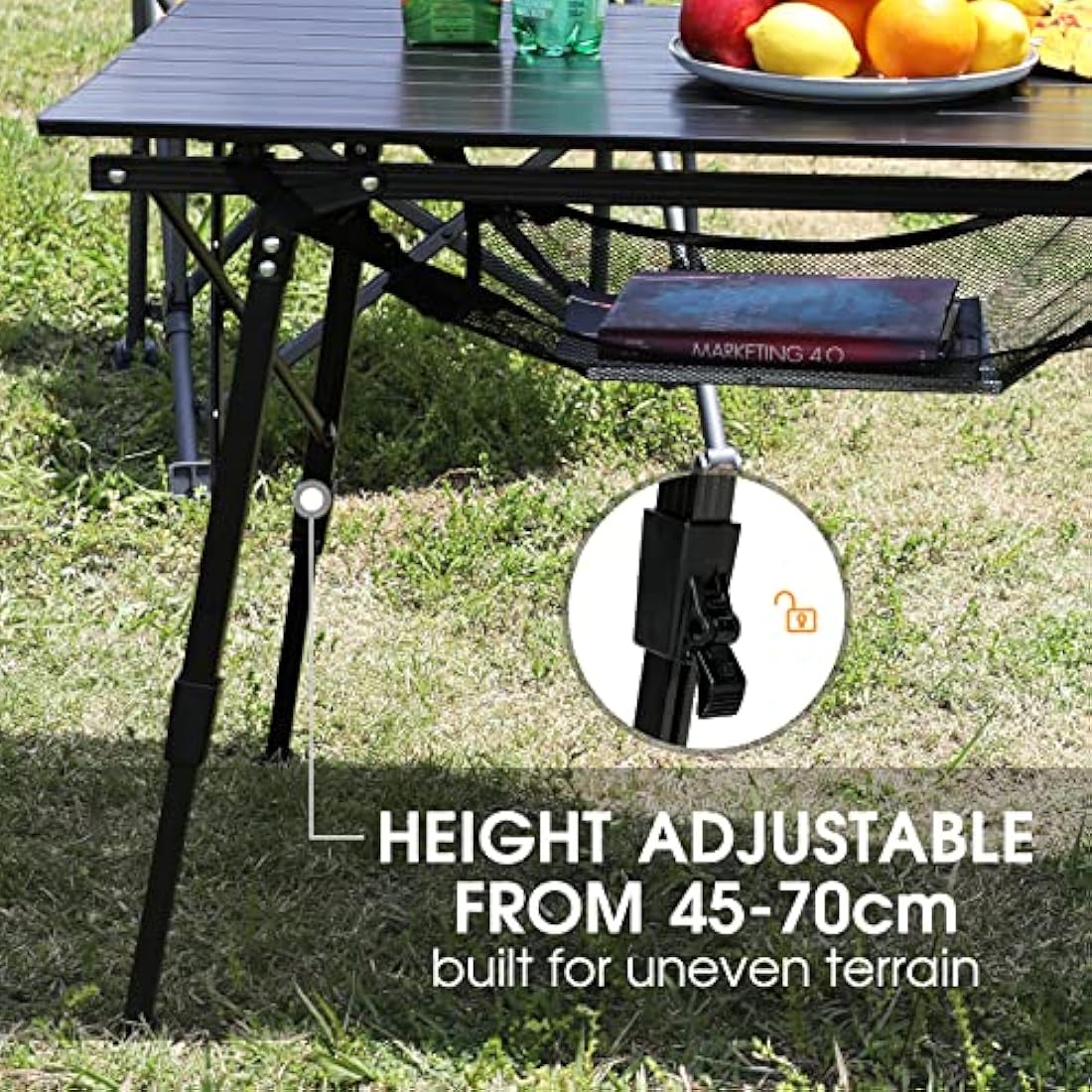Portal Camping Tables That Fold up Picnic Table Folding Portable with Height Adjustable Legs Collapsible Table 3ft Aluminium Rollup Outdoor Table Lightweight Foldable for Beach Fishing Garden BBQ