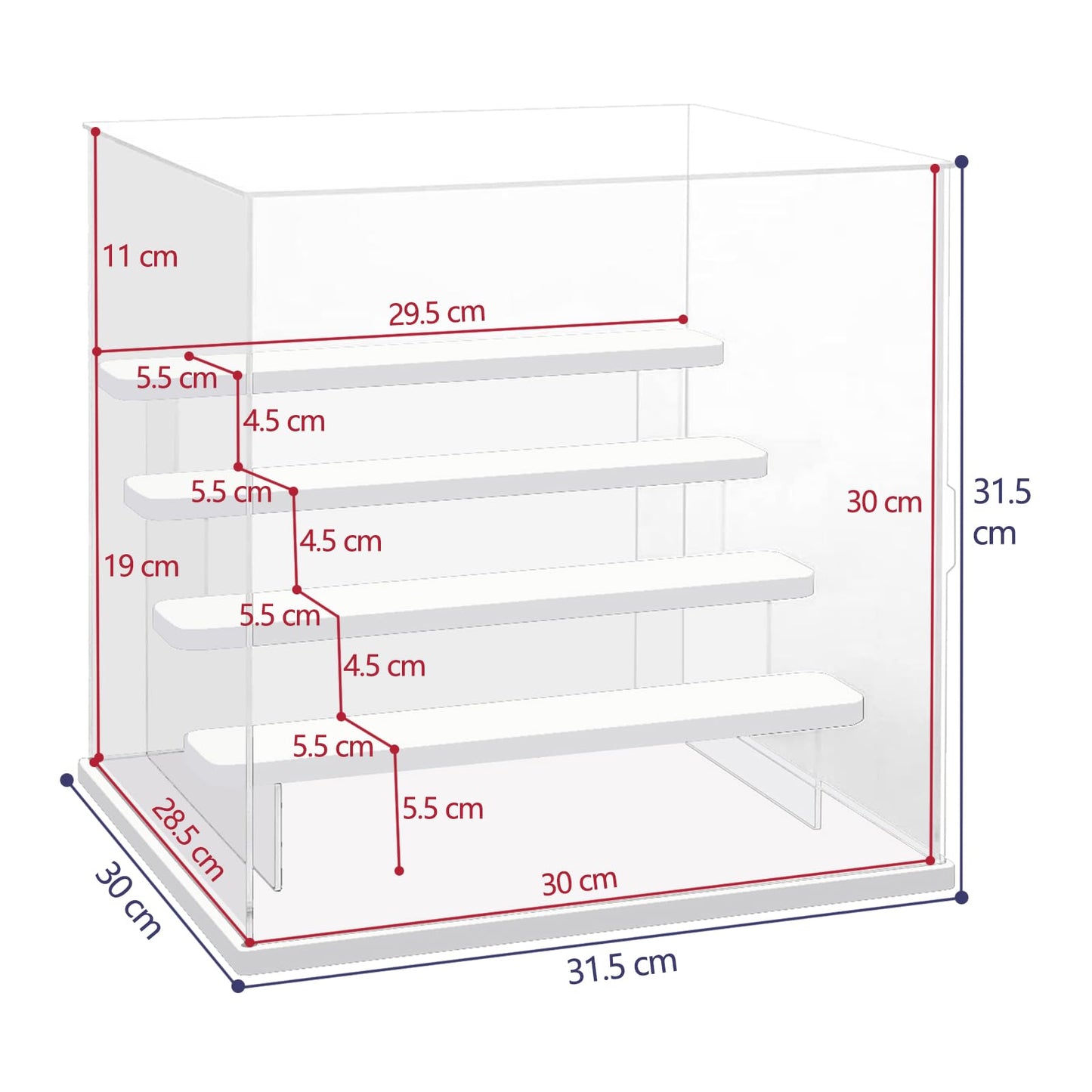 Nynelly 5 Tier Clear Acrylic Display Case for Models, Mini Figures, Pop Mart, Labubu, Sonny Angel, Smiski - Assemble Dustproof Display Box with Door