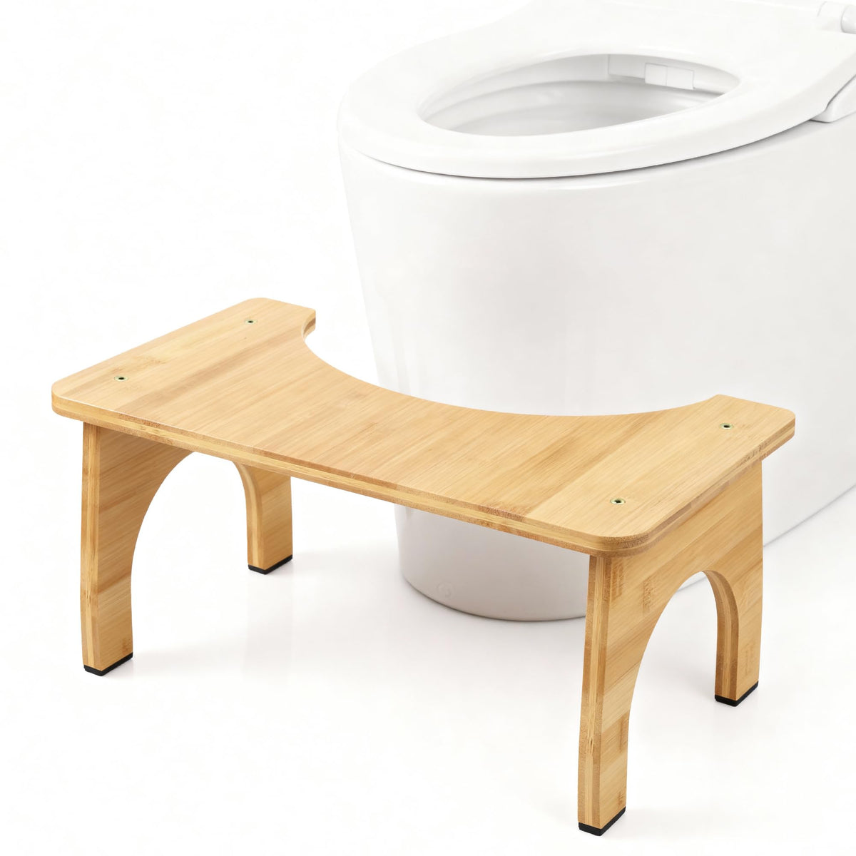 Huiguli Bamboo Toilet Stool 6.7 Inch, Squatting Step Stool for Kid, Adults & Elderly, Anti-Slip Bathroom Poop Stool for Constipation Relief,