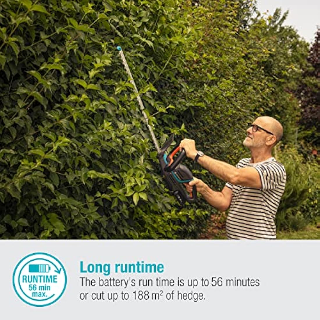 Gardena Battery Hedge Trimmer ComfortCut 60 18V P4A without battery: Hedge trimmer with ergonomic handle & impact protection, light in weight for easier handling, including 18 V P4A battery (14731-20)