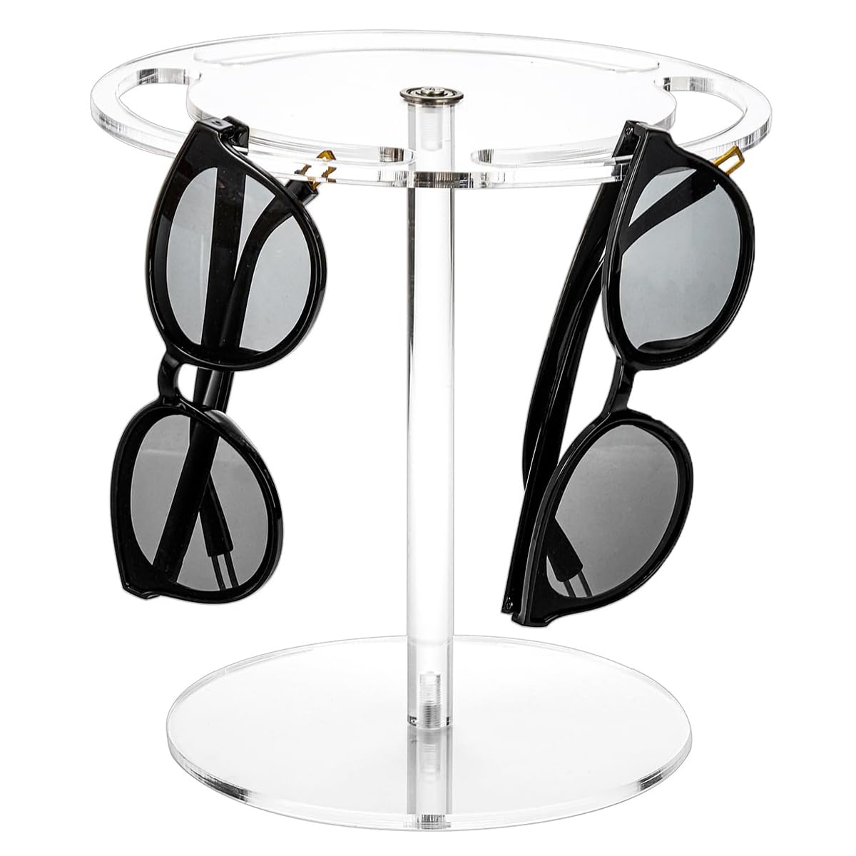 Ieron Sunglasses Holder 360 Degree Rotatable Transparent Sunglasses Storage Rack Glasses Display Stand Suitable For Office Desk Dressing Table Desktop
