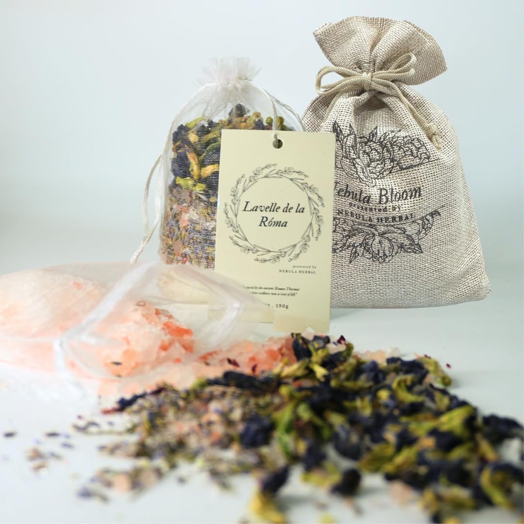 Botanical Bath Bag | Salt-Based Relaxation with Essential Oils | 1 Nylon Bath Bag (Lavender)