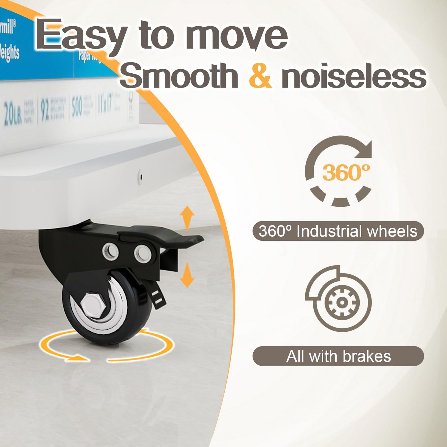 PUNCIA 3-Tier Movable Laser Printer Cart with Storage