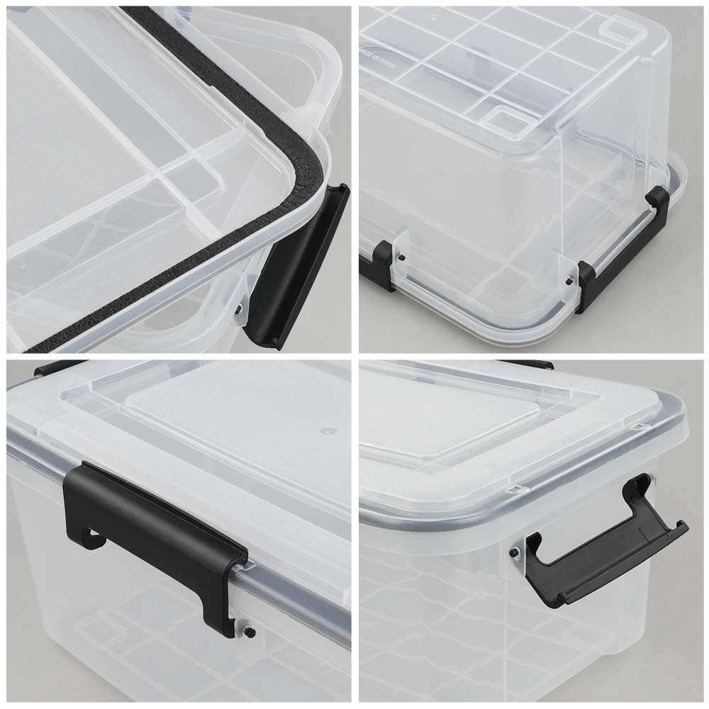 Yarebest 10 Liter Plastic Storage Box with Latch Clips/Seal Circle, 2 Pack