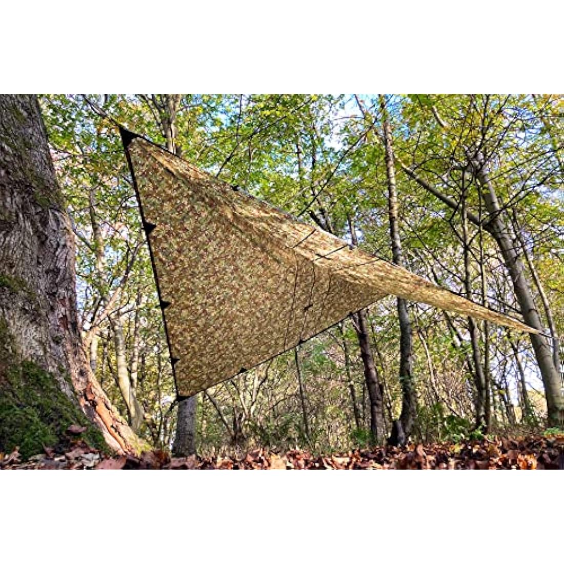 DD Hammocks - DD Tarp 3.5 x 3.5 MC - Waterproof Camouflage Camping Tarp For Lightweight Hammock Camping And Bushcraft Shelters