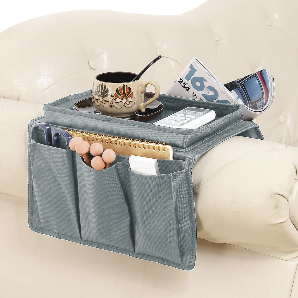 Sofa Armrest Organizer Couch Caddy Armchair Hanging Storage Bag Sofa Space Saver Arm Rest Chair Organiser with Cup Holder Tray for Phone, Books
