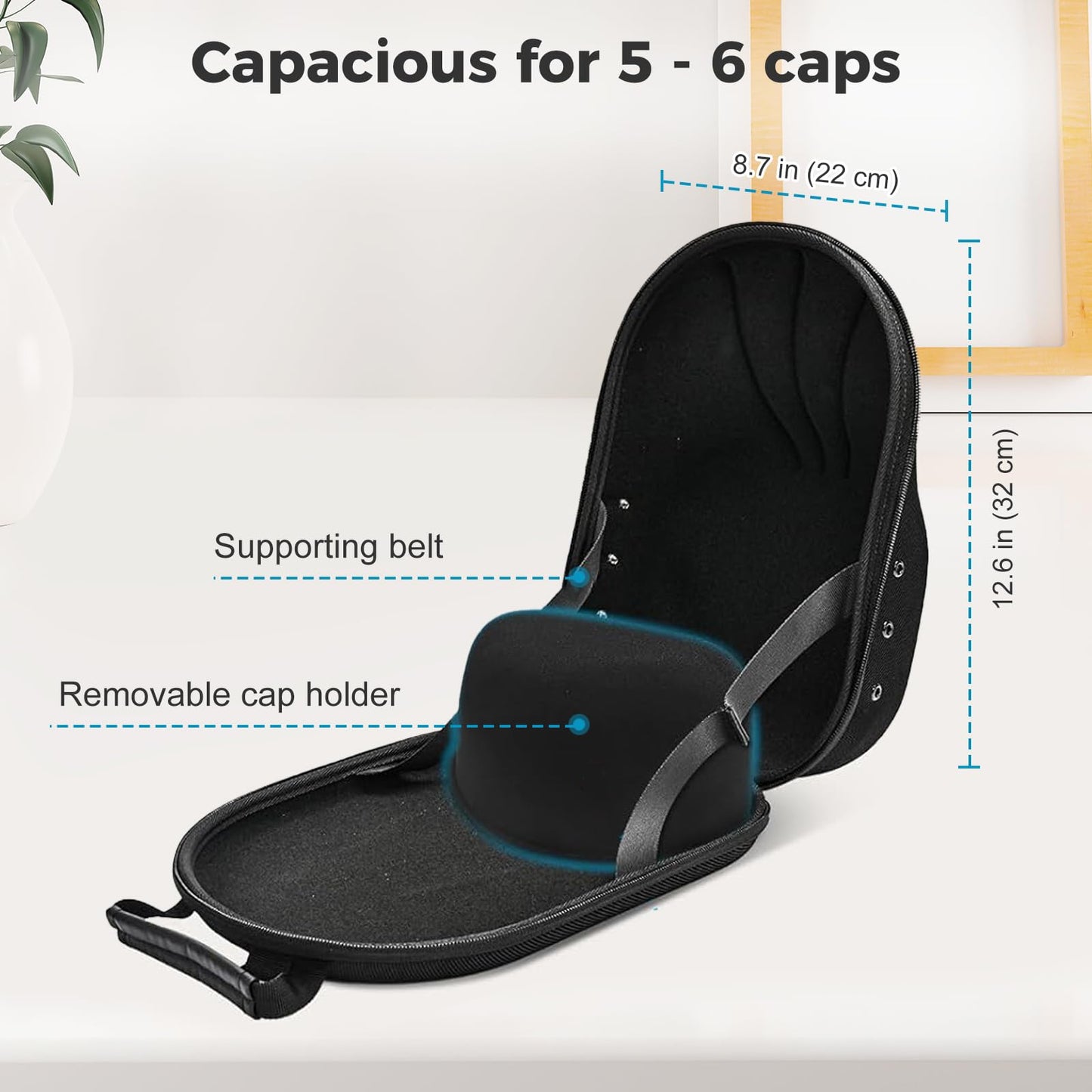 ProCase Hat Travel Hard Case, Hat Carrier Storage Bag for Baseball Caps, Hat Organizer Box with Adjustable Shoulder Strap