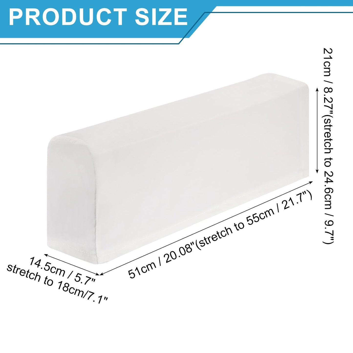sourcing map 4Pcs Stretch Armrest Covers, Polyester Soft Armchair Slipcovers Couch Recliner Arm Cover for Chair Sofa Protector, White