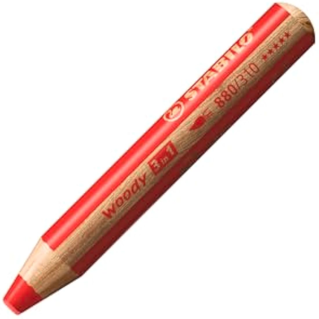 STABILO woody 3-in-1 - Multi-Talented Pencil - ARTY - Pack of 18 - Assorted Colours with Sharpener and Paint Brush