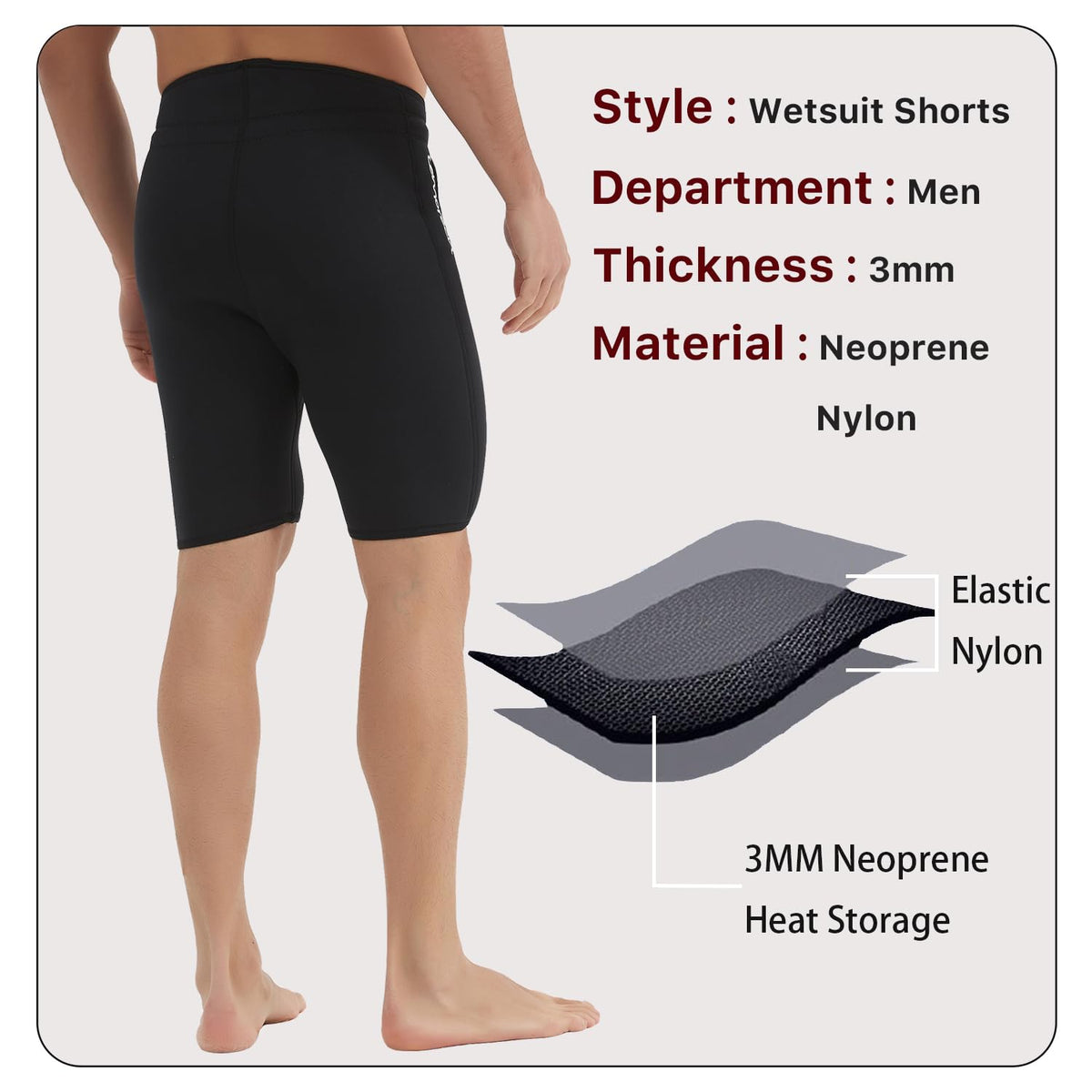 Lemorecn Wetsuits Pants Shorts 3mm Neoprene Canoeing Swimming Pants(UK1035-3XL)