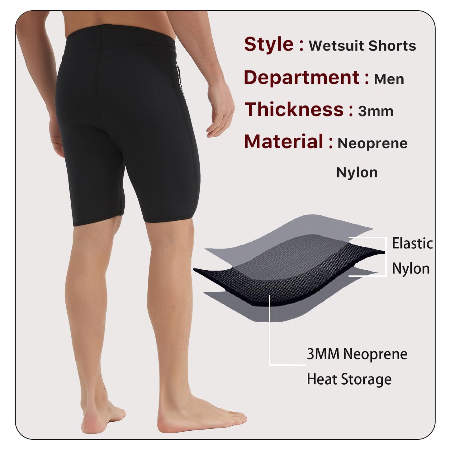 Lemorecn Wetsuits Pants Shorts 3mm Neoprene Canoeing Swimming Pants(UK1035-XL)