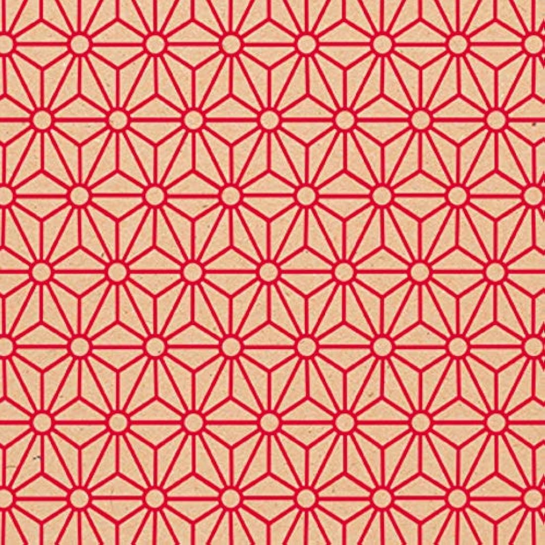 Clairefontaine - Ref 223802C - Recycled Kraft Long Roll Wrapping Paper (Single Roll) - 70cm Width x 50m Length, 70gsm Recycled Kraft Paper - Red Geometric Design