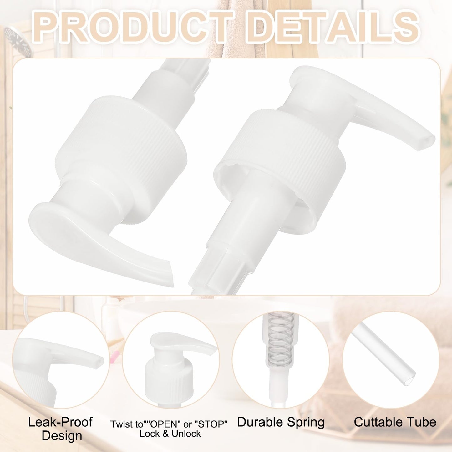 sourcing map 8 Pcs Soap Dispenser Pump Heads Soap Dispensers Top Pumps Replacement Switch Pumphead for Standard 24/410 Neck Size Lotion Shampoo