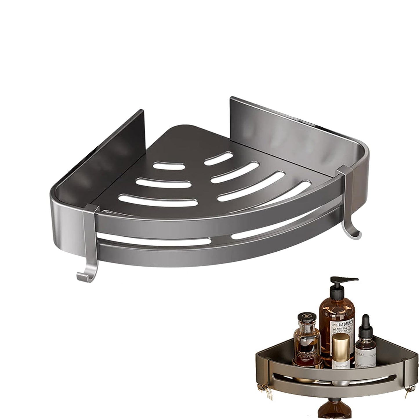 AXXIMENG Corner Shower Caddy with Hook Adhesive Shelf Corner No Drilling Bathroom Shower Organizer Storage Rack for Bathroom Kitchen Home Gadget