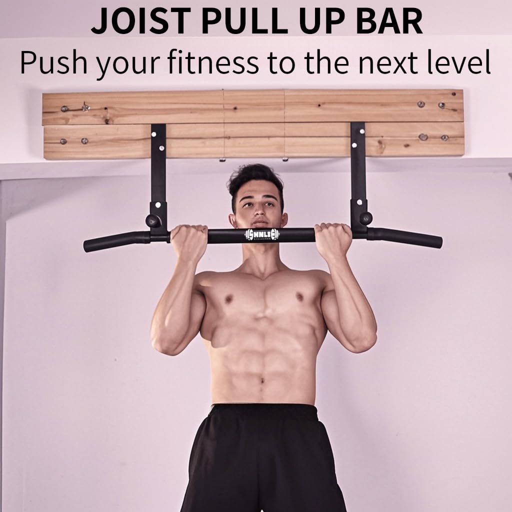 Shnlie Joist Mounted Pull Up Bar, Ceiling Mount Chin Up Bar for Home Gym, Beam, Rafter, 42" Wide Bar, Easy installation