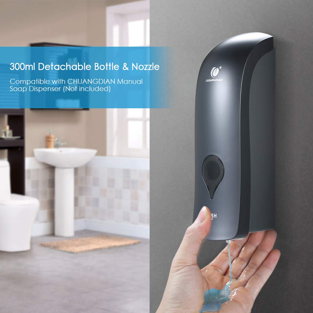 Decdeal 300ml Detachable Soap Dispenser Bottle and Nozzle Manual Soap Dispensers Accessories Bathroom Shower Gel Liquid Shampoo Bottles