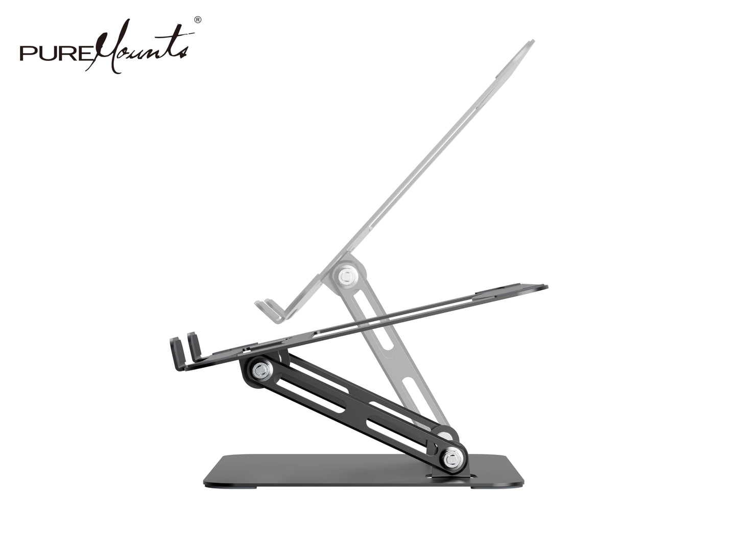 PureMounts Laptop Stand, Height Adjustable, Foldable & Ergonomic Notebook Holder for Home Office, Continuously Adjustable
