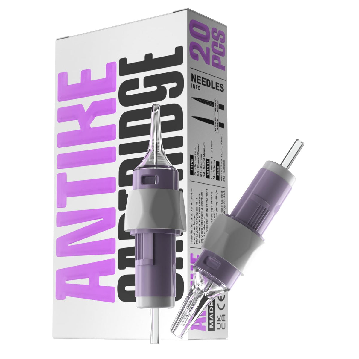 ANTIKE 20Pcs Disposable Tattoo Cartridge Needles #10 Bugpin 3 Round Liner 0.3mm Tattoo Needles X-Taper Soft Finger Ledge Tattoo Cartridges(1003RL)