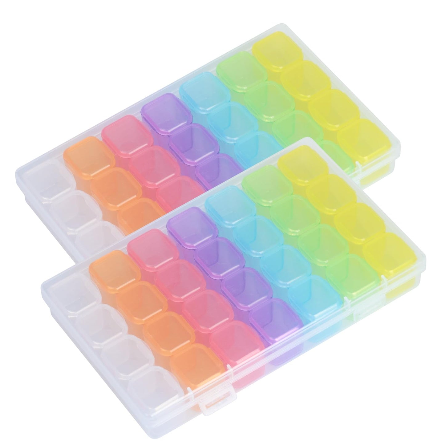 SUSNUAN 2 Pack Bead Storage Box, Diamond Painting Container, 28 Grids Colorful Plastic Box Removable