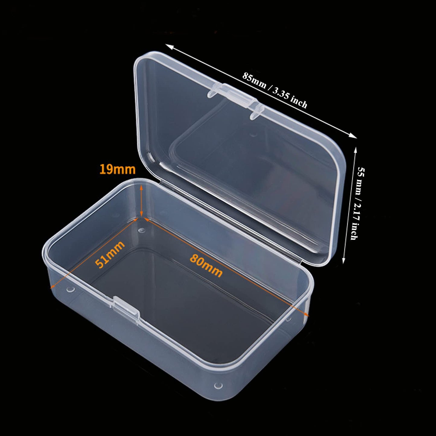 Thintinick 100 Pack Rectangular Clear Plastic Storage Containers Box with Hinged Lid for Beads and Other Small Craft Items (3.35 x 2.17 x 0.98 inch)