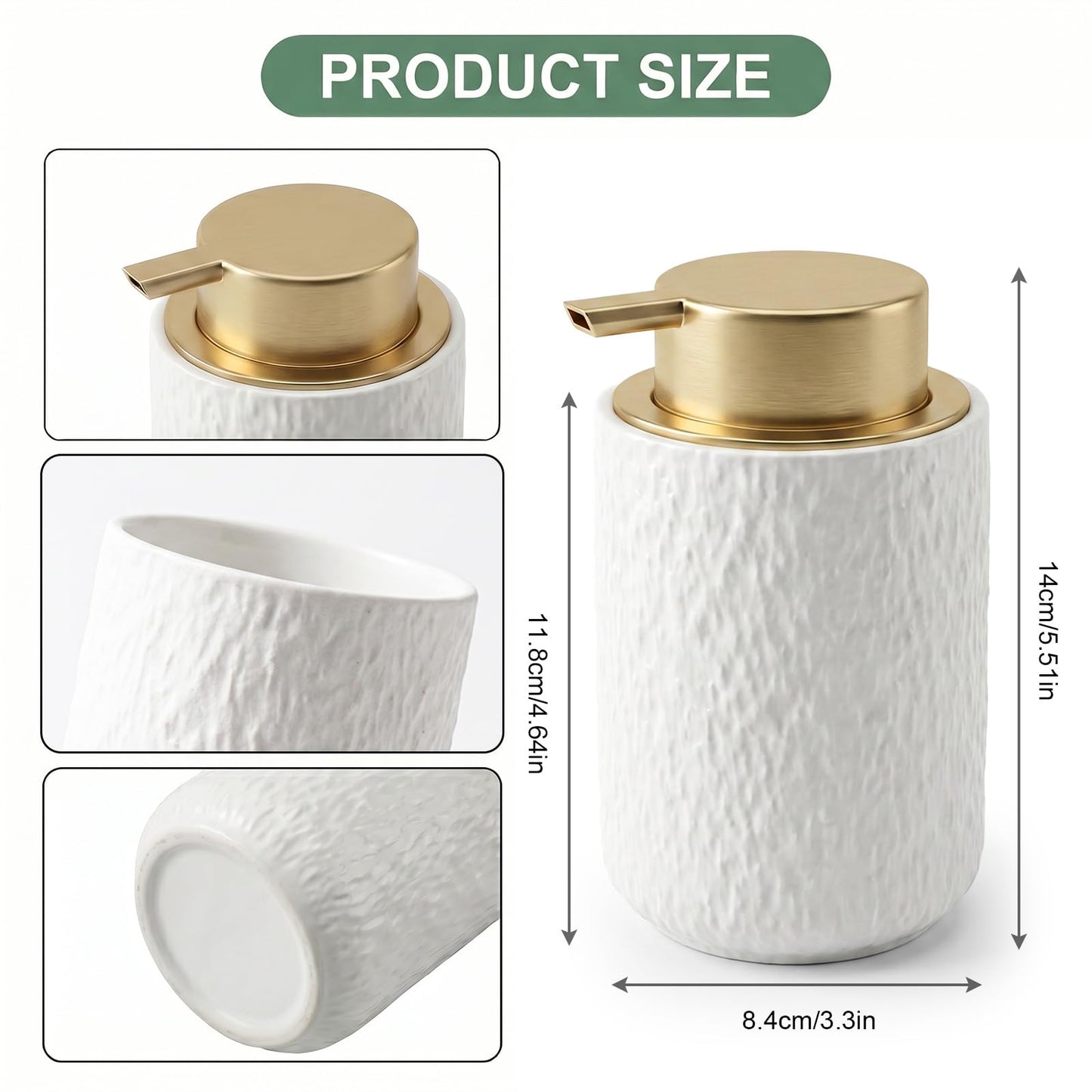 Foaming Soap Dispenser Ceramic - 400ml Foam Hand Soap Dispenser Liquid Dispenser Refillable Hand Lotion Pump Bottles Anti-slip Shampoo Conditioner