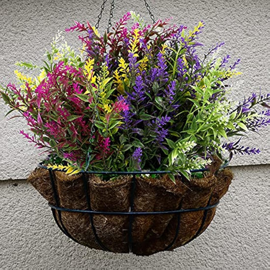 Xinnun 24 Bundles Flowers Outdoor Plants Fake Lavender Plant Artificial Greenery Decoration UV Resistant Plastic Faux Flowers for Home Garden Porch Courtyard Outdoor Indoor