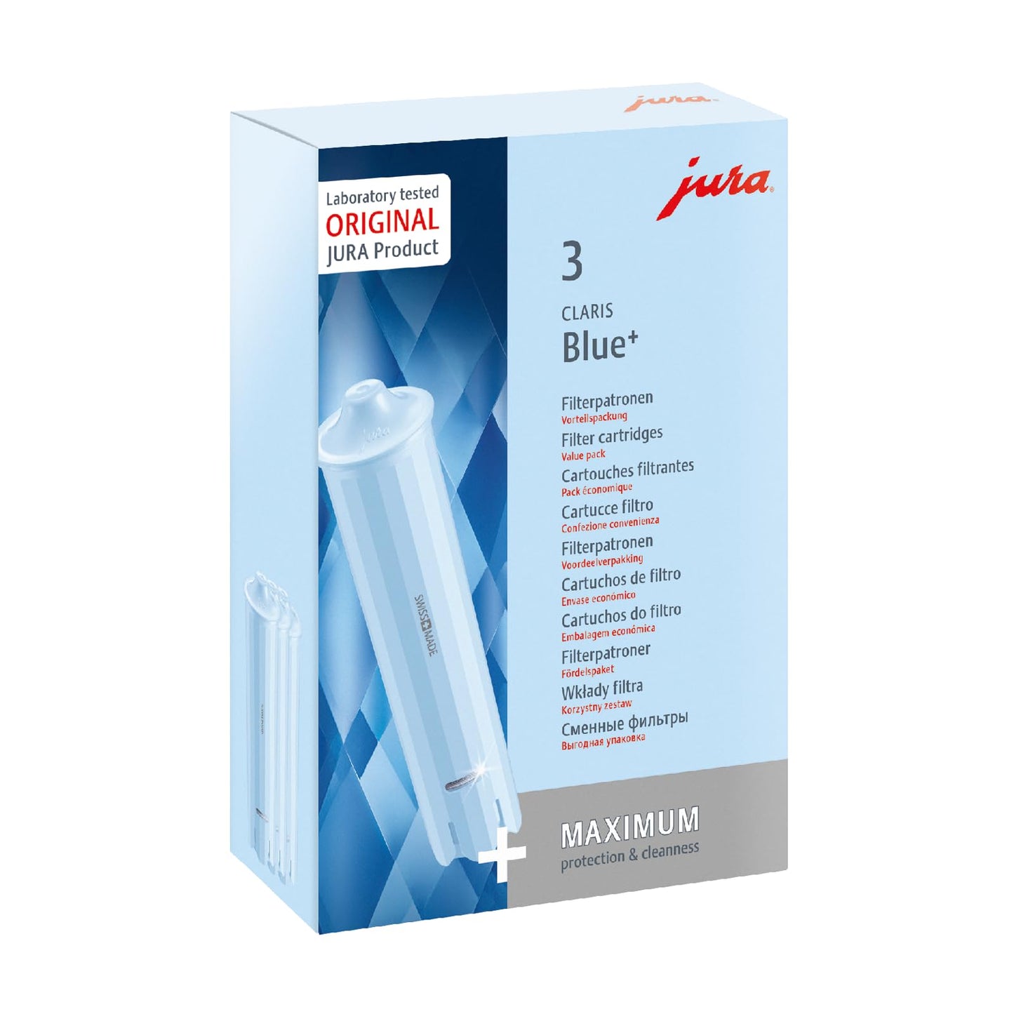 JURA Blue 24231 Claris Filter Cartridge Set of 3, Plastic