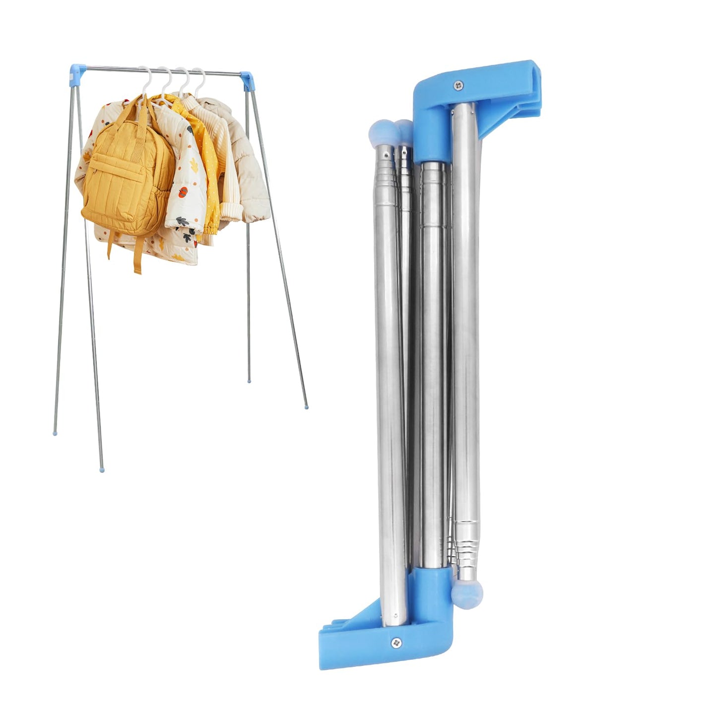 Yuhtech Extendable Clothes Rail Portable Clothes Rack Foldable Small Adjustable Travel Clothes Airer Lightweight Clothes Rack Organiser for Camping