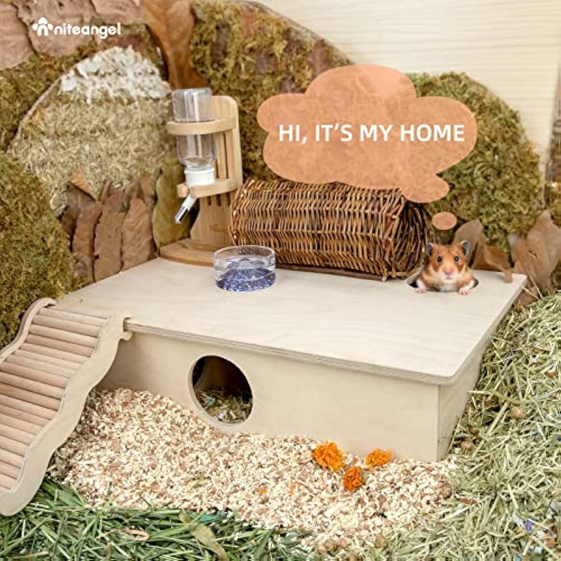 Niteangel Multi-Chamber Hamster House Maze - Multi-Room Hideouts & Tunnel Exploring Toys for Hamster Gerbils Mice Lemmings(6-Room Large)