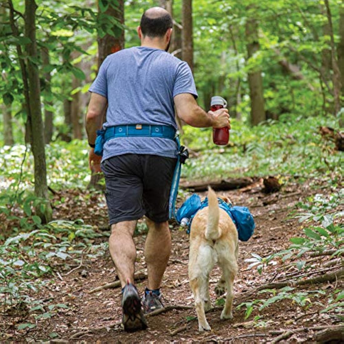 Kurgo RSG Active Utility Belt, Hands-Free Waist Belt for Dog Walking, Adjustable, MOLLE Compatible, Coastal Blue