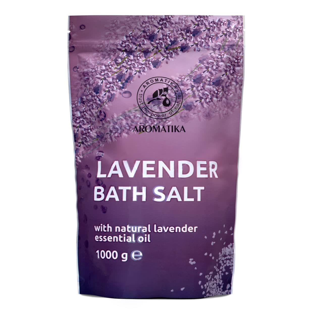 Bath Sea Salt with Natural Lavender Essential Oil 1000gr (zipper) - Lavender Bath Salts - Best for Good Sleep - Stress Relief - Beauty - Relaxing -