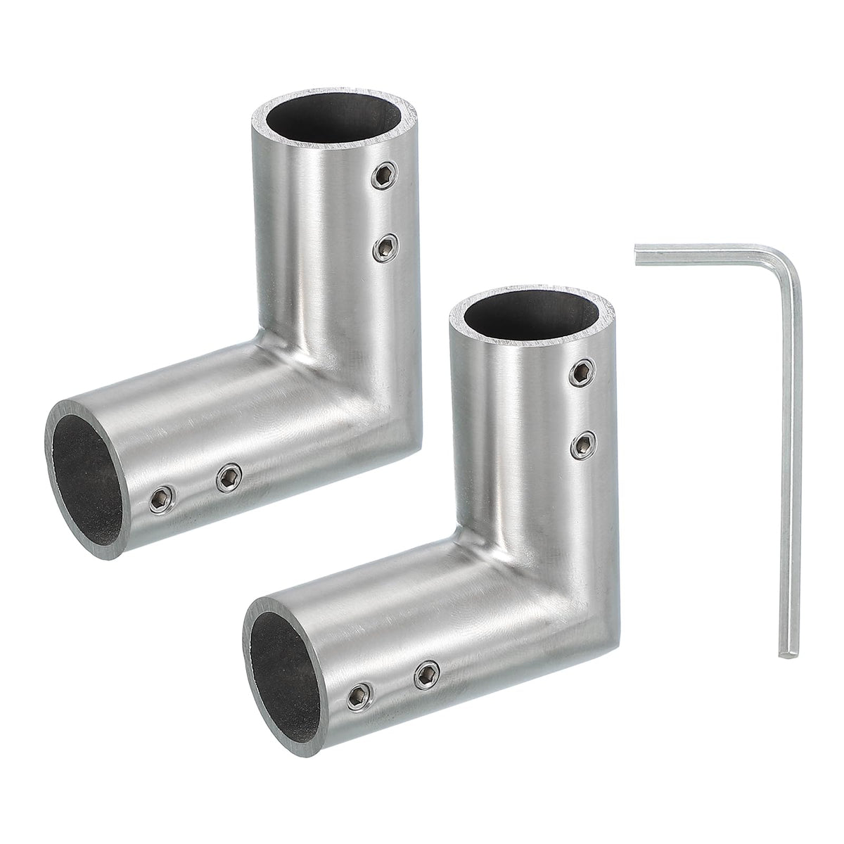 PATIKIL 2 Pcs 90? Curtain Rod Corner Connector, Silver Stainless Steel, 0.75? Inner Diameter, Painted Finish