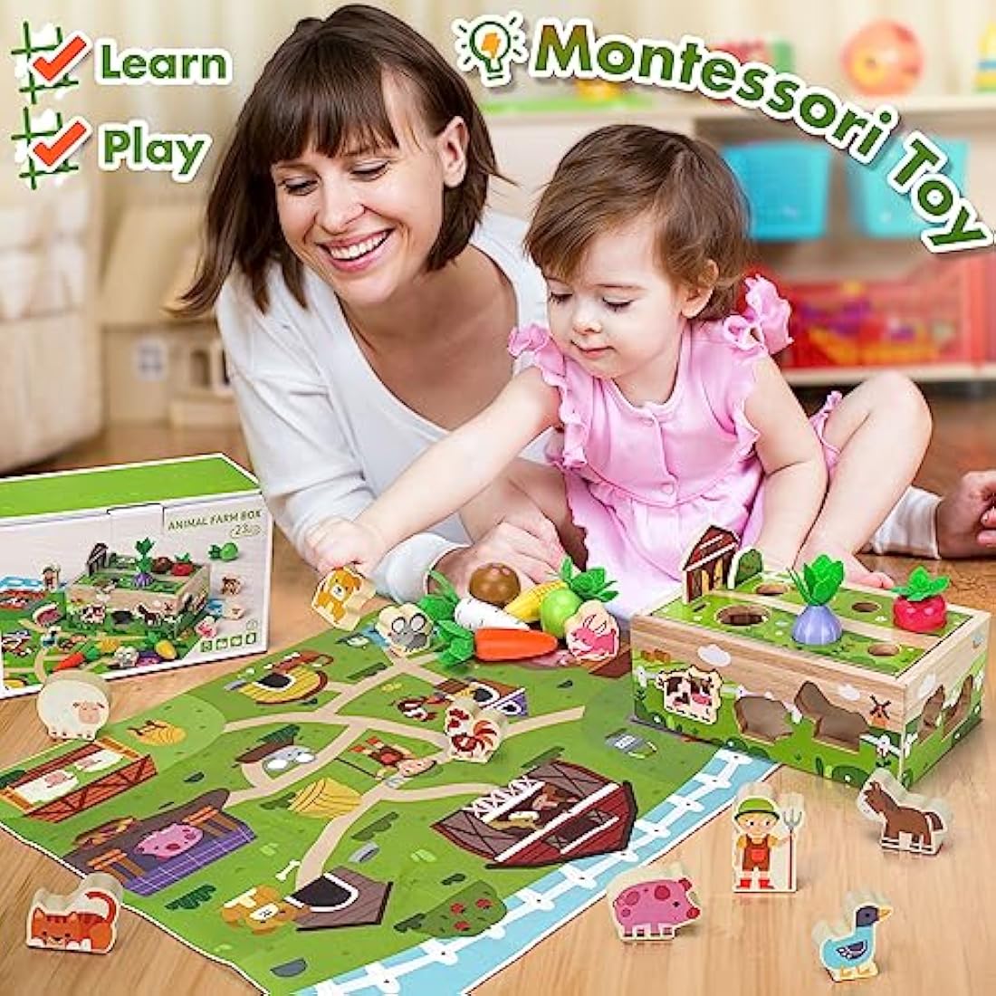 Montessori Wooden Sensory Toddler Toys: Toy for 1 2 3 Year Old Boys Girls | 1st Birthday Baby Gifts for 1-2 Year Olds | Babies 12+ Months Educational Learning Present Easter Gift Fine Motor Skills