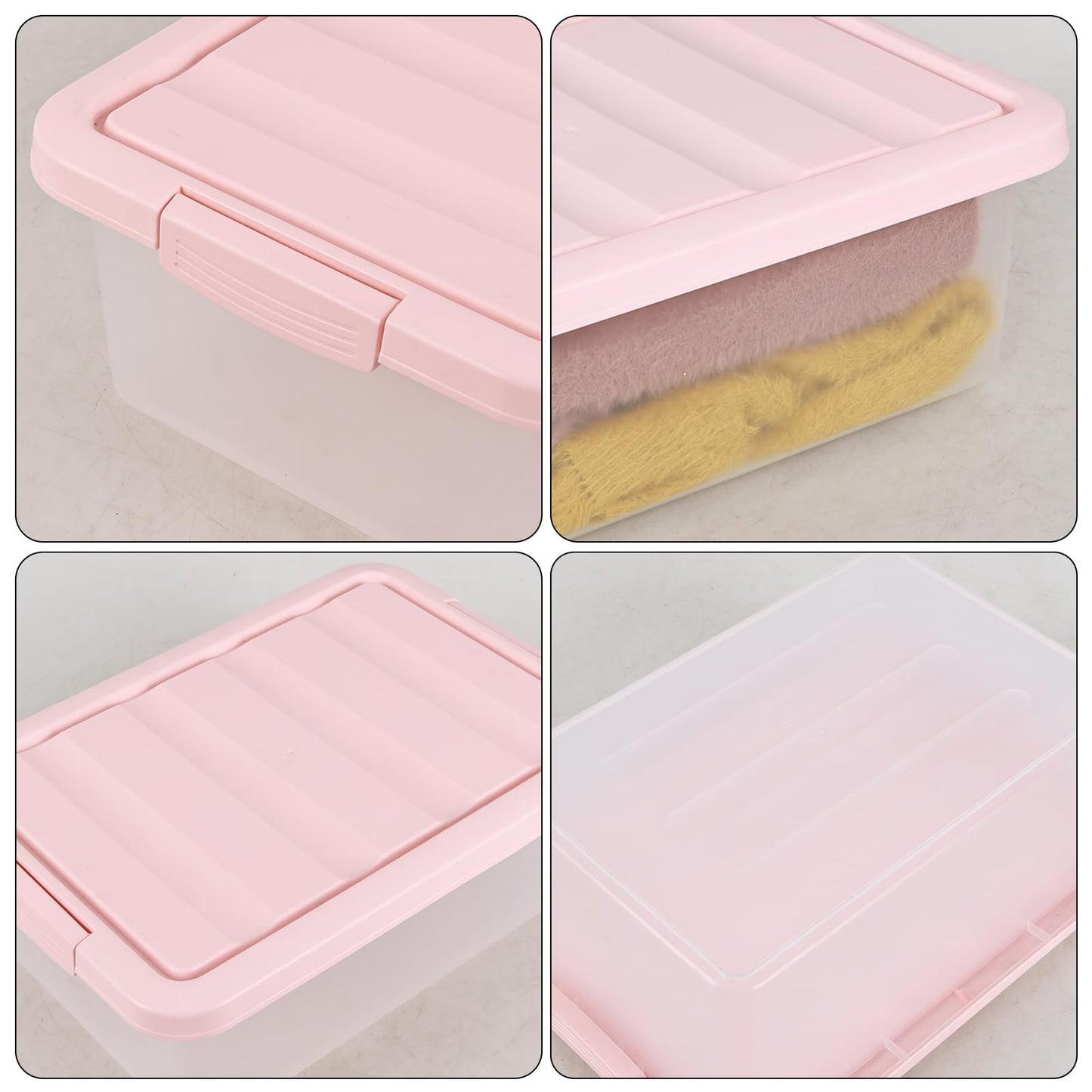 Kiddream 2 Packs 14 Liters Clear Plastic Storage Containers, Flat Shallow Storage Boxes with Lids