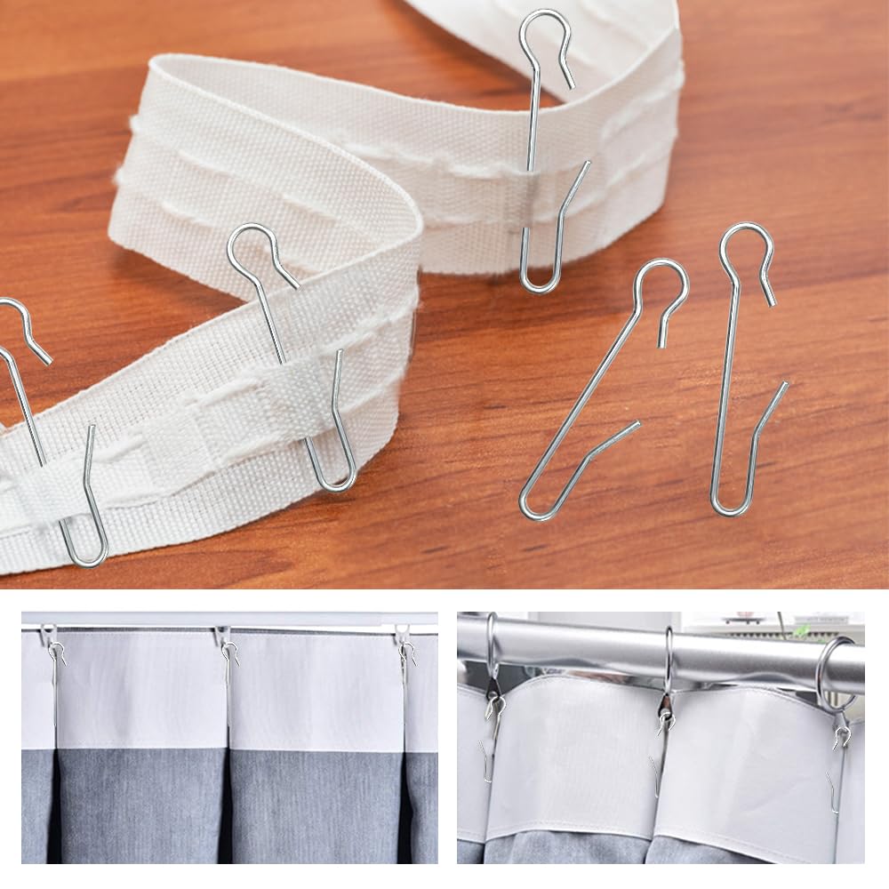 HLIWS 80 Pcs Curtain hanging hooks,for hanging shower curtains and curtains