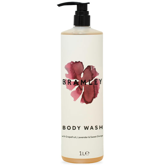 Bramley Body Wash, Natural Shower Gel with Grapefruit, Lavender & Sweet Orange Essential Oils, Uplifting and Refreshing Vegan Shower Gel (1 Litre)