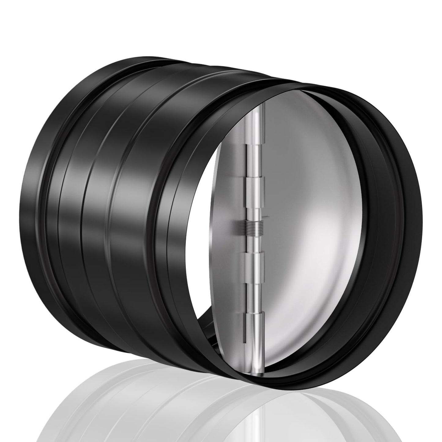 Hon&Guan 100mm Duct Connector with Backdraught Shutter 4 Inch Ducting Pipe Connector with Backdraft Damper Flap, Rubber Gasket, One-Way Airflow, Black