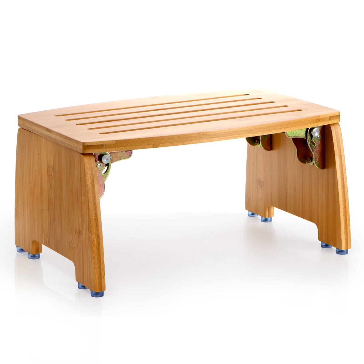 Lyellfe Bamboo Folding Step Stool, Non-Slip Leg Shaving Foot Rest Chair, Foldable One Step Stool for Home, Adults, Support up to 300lbs, Fully