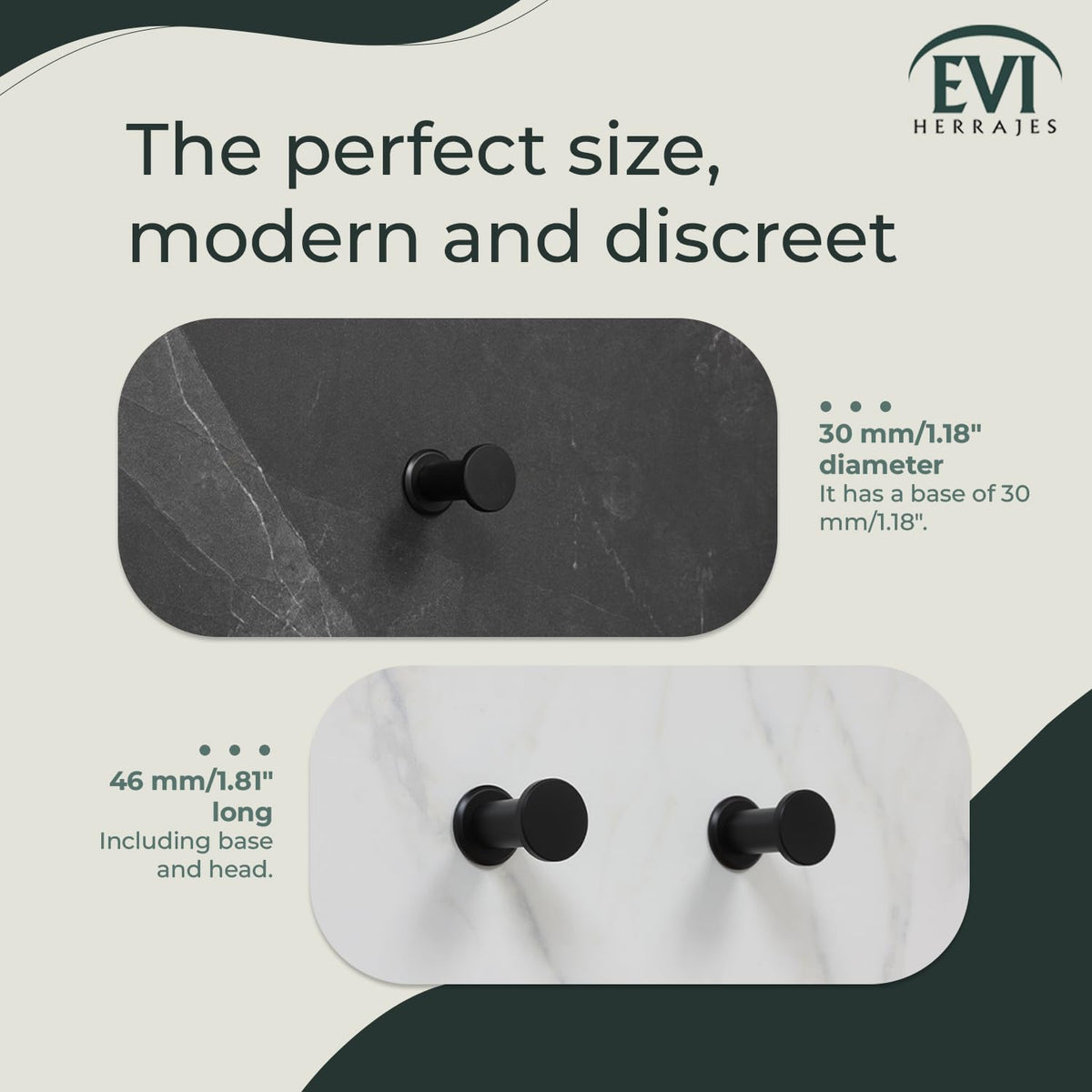 EVI Herrajes Bathroom Hanger | Stainless Steel Wall Hanger | Black Lacquered | for Hanging Clothes, Coats or Towels| Towel Rack with Invisible Screw