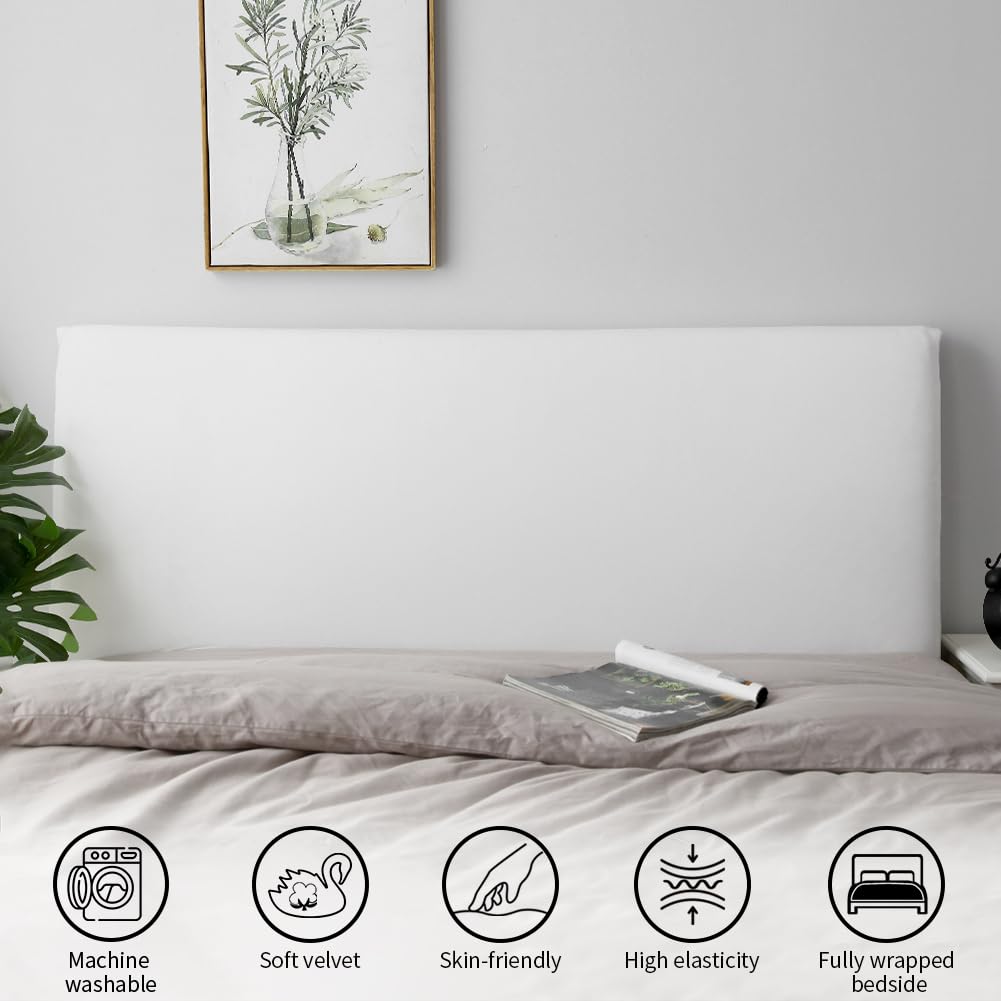 Caijin Bed Headboard Covers Slipcover, Stretch Bed Headboard Covers, Dustproof Protector Cover for Linen Fabric Tufted Upholstered Headboard