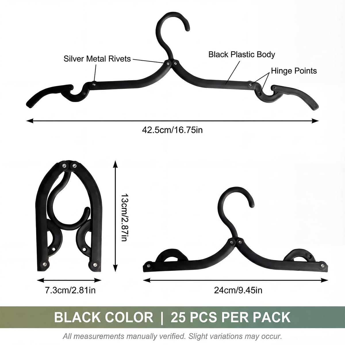 25 Pcs Travel Coat Hangers Adults Portable Folding Plastic Camping Hote