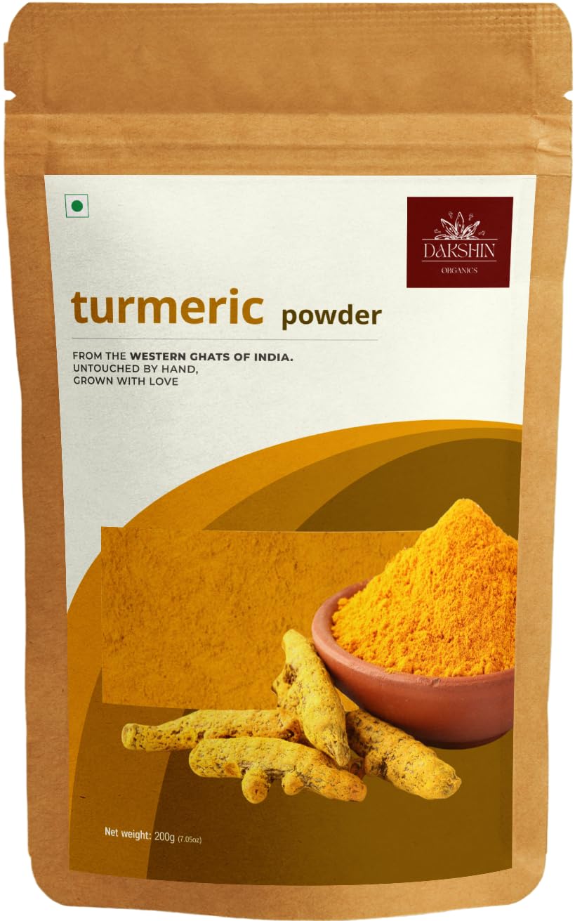 Turmeric Powder (200g/ 7.05oz) Non GMO, Gluten Free, 100% Raw, Sourced from India, High Curcumin, Premium Quality, Packed in Resealable Ziplock Pouch