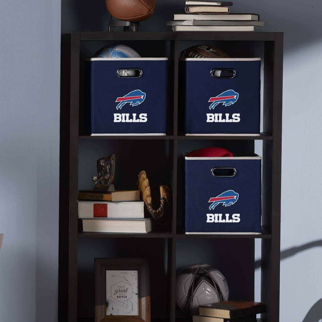 Franklin Sports NFL Buffalo Bills Collapsible Storage Bin - NFL Folding Cube Storage Container - Fits Bin Organizers - Fabric NFL Team Storage Cubes