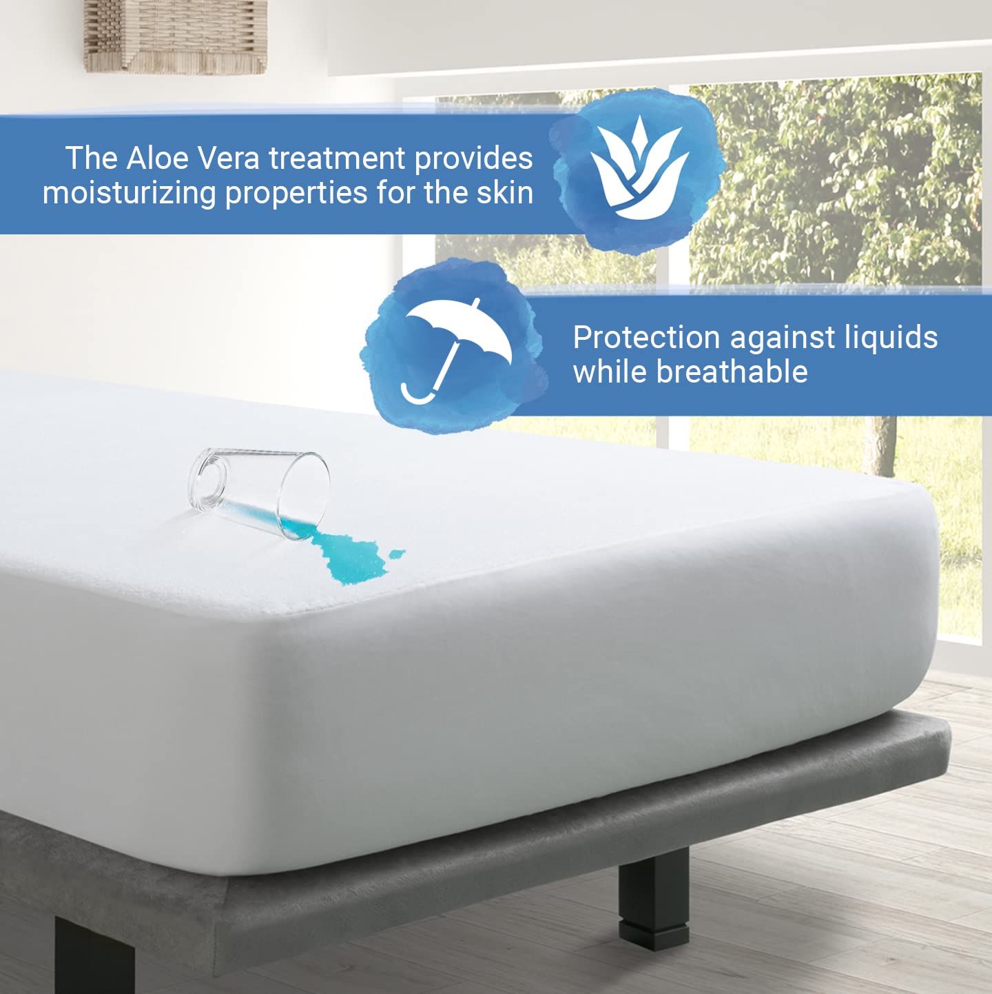 Velfont Mattress Cover 105x190/200cm Aloe Vera Breathable Waterproof