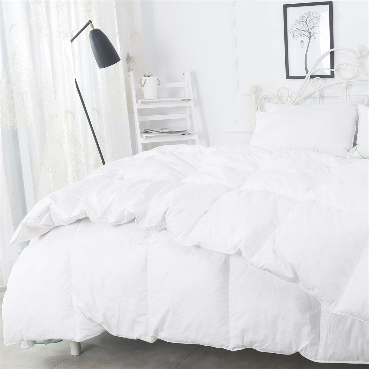 King Size 13.5 Tog - 50% White Goose Feather & 50% Down Duvet - 300T 100% Cotton Anti Dust Mite & Down Proof Fabric - Anti Allergen - Luxury Winter