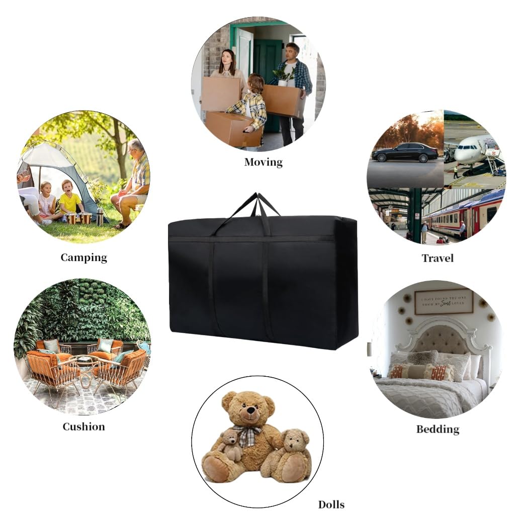 Large Storage Bags, 600D Oxford Strong Storage Bag Heavy Duty Moving Bag, Carry Bag with Reinforced Handles for Under-Bed Storage Bedding, Blankets