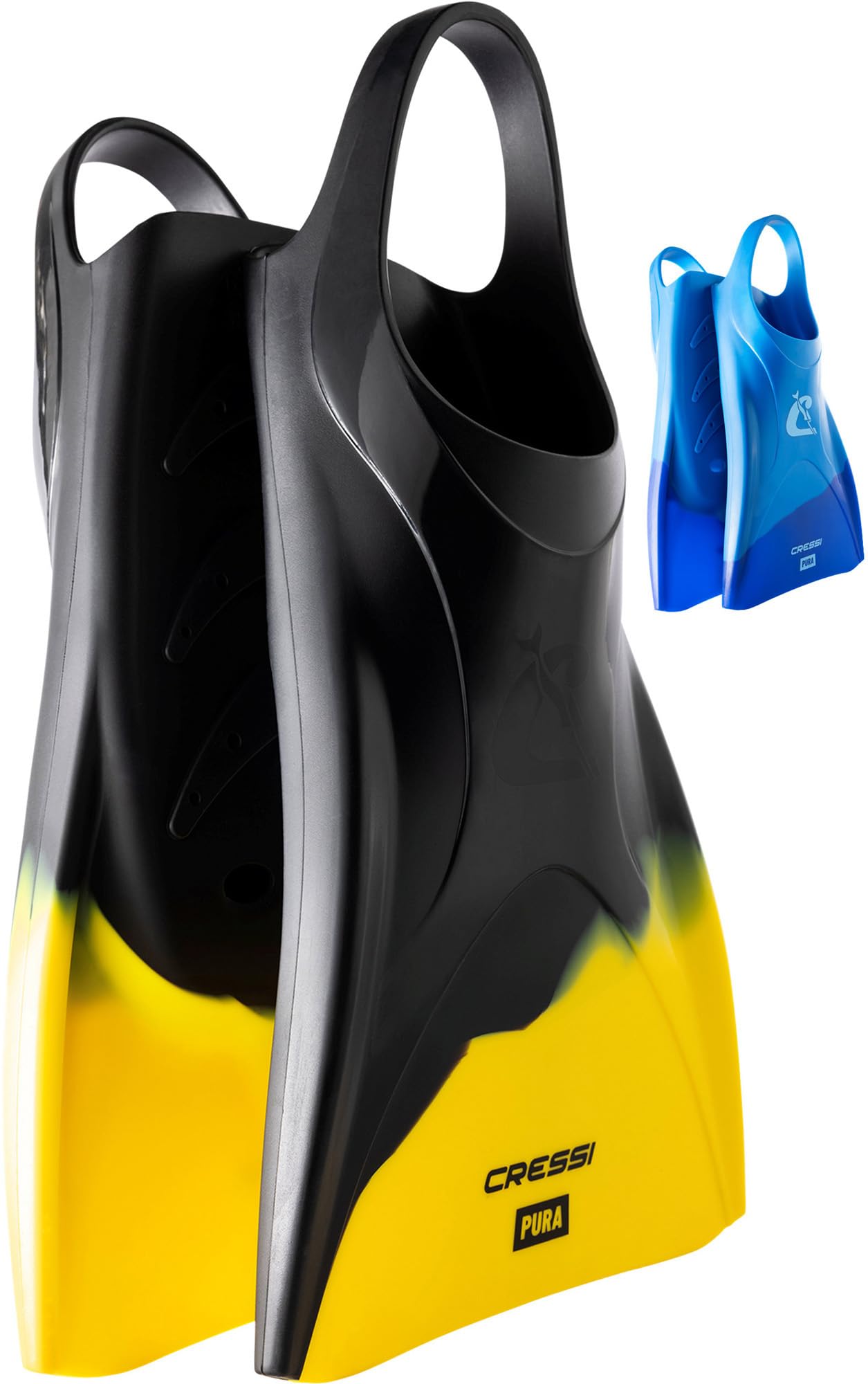 CRESSI Adult Swim Fins - Flexible Silicone for Comfortable and Durable Use, Black/Yellow, 35/38 - Pura: Designed in Italy