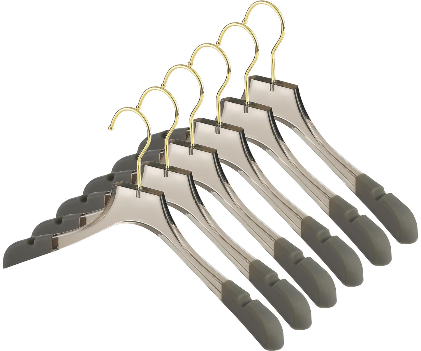 Besser 6 Pack Luxury Acrylic Hangers 38 cm,Gold Acrylic Hanger for Coat Suit,Premium Crystal Non-Slip Hangers with Gold Hook